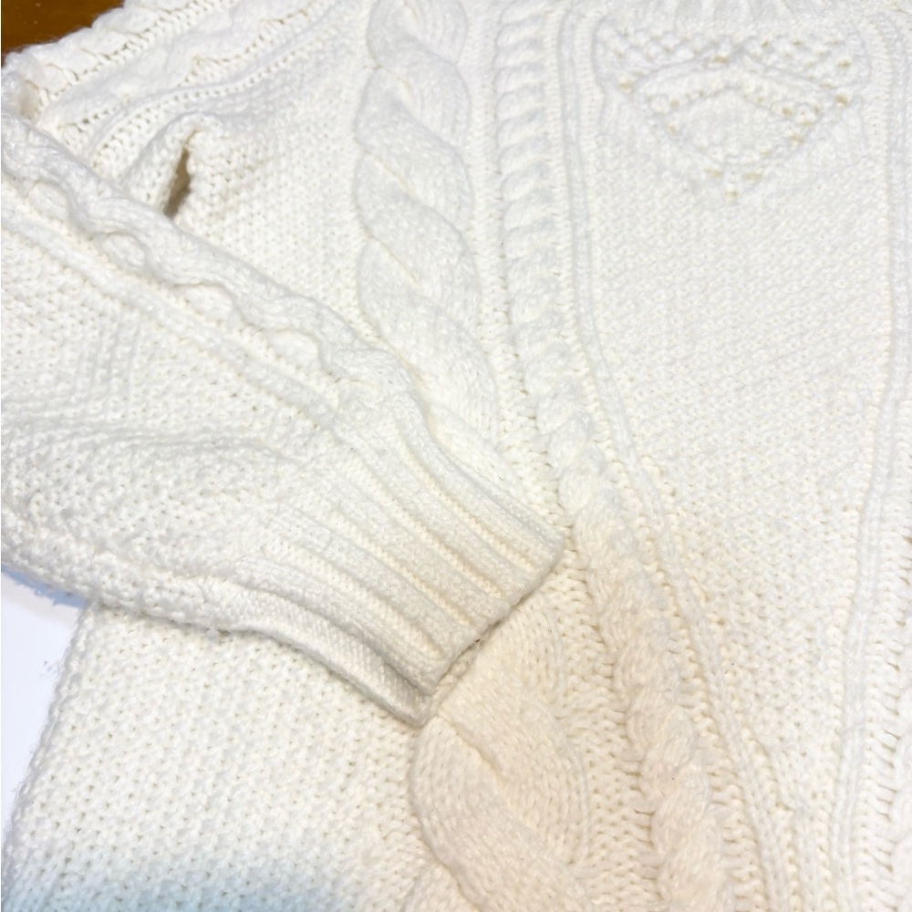 Talbots long Sleeve Cable Knit Sweater ivory/cream soft wool blend medium - Picture 5 of 8